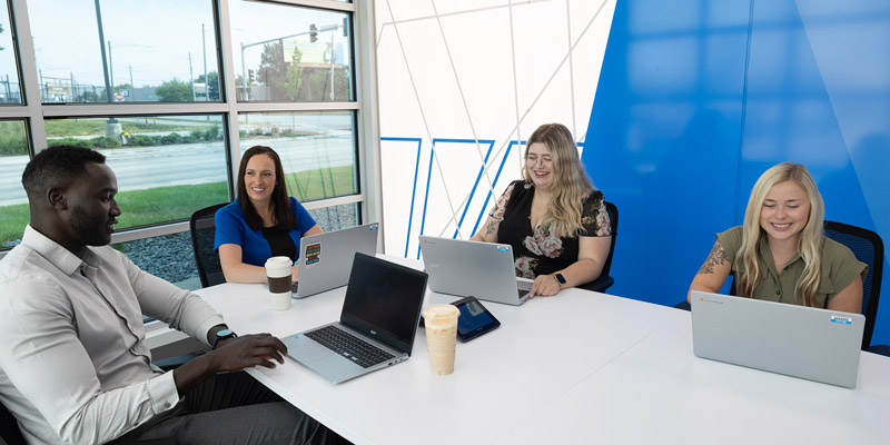 People sitting in an office in Des Moines